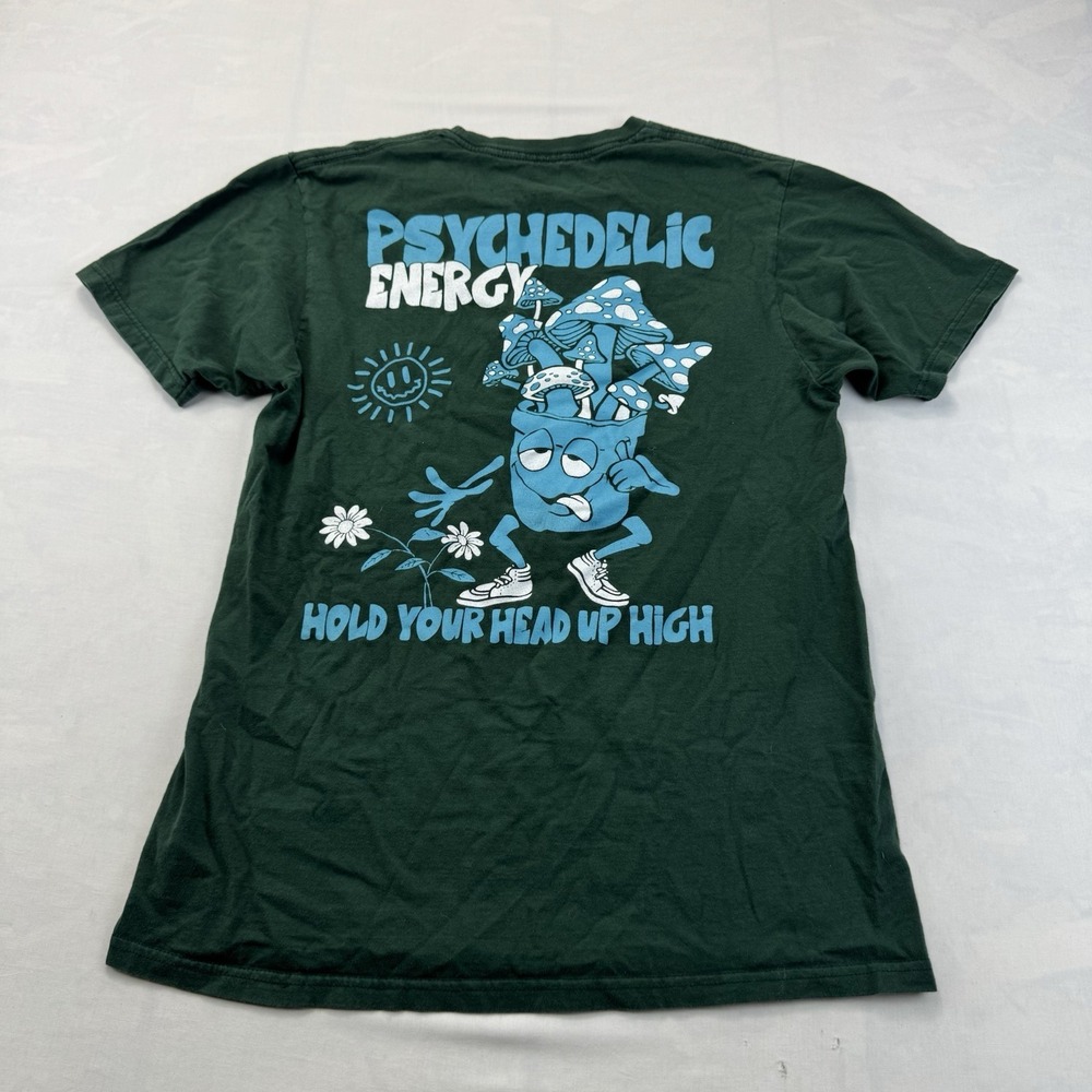 Eighty Eight Brand Womens Medium Green Psychedelic Energy Graphic T-Shirt